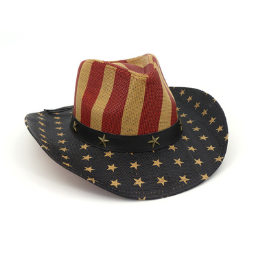 American Flag Vintage Western Chic Cowboy Straw Hat