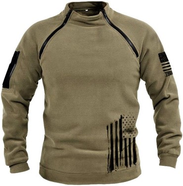 Men's Outdoor Zipper Stand Collar Chic Windproof Fleece Top