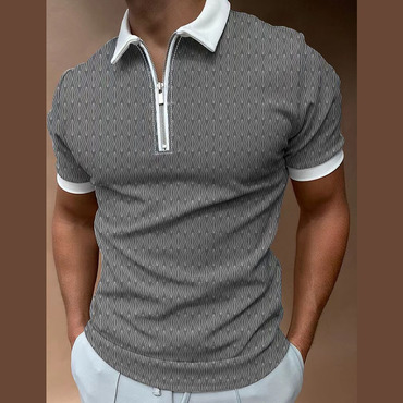 Men's T-shirts Men's Polo Chic Shirt Zip Polo Golf Shirt Turndown Fashion Designer Casual 3d Zipper Print Clothing Short Sleeve Gray Green Blue Summer 