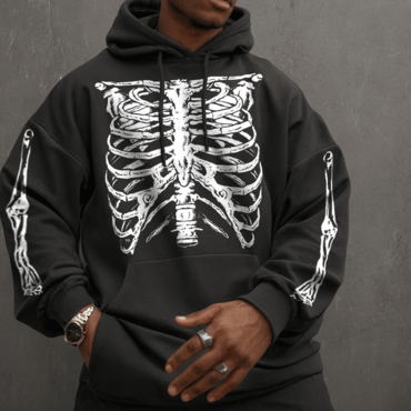 Unisex Halloween Skull Print Chic Hoodie