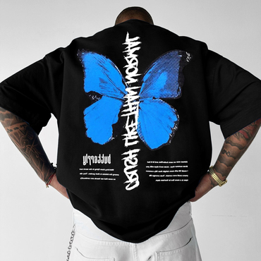 Letter Butterfly Printed Chic T-shirt