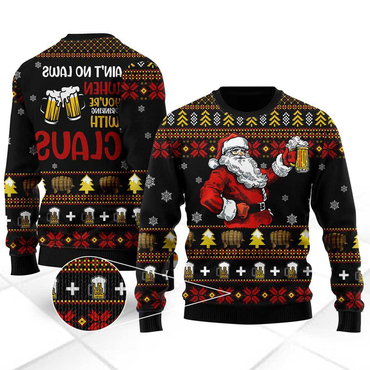 Funny Drinking With Claus Chic Ugly Christmas Sweater For Men Women