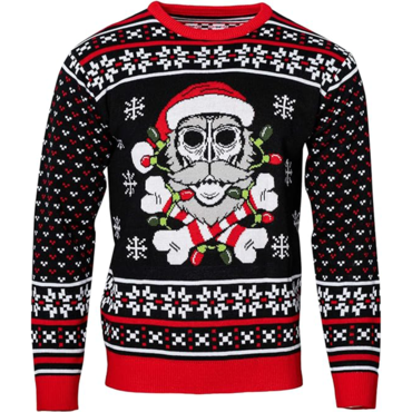 Unisex Skull Print Crew Neck Chic Ugly Christmas Sweatshirt