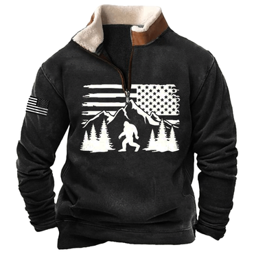 Men's American Flag Bigfoot Chic Printed Zipper Sweatshirts