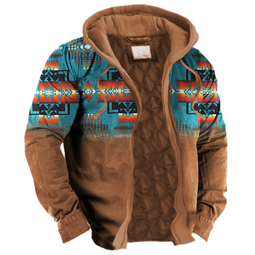 Men's Contrast Cowboy Aztec Chic Christmas Hooded Jacket