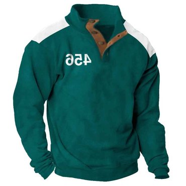 Men's Vintage Squid Game Chic 456 Stand Collar Buttons Sweatshirt