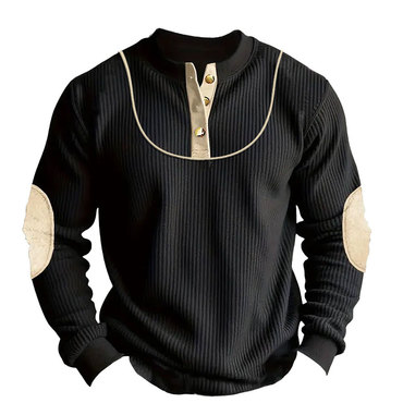 Men's Fashion Casual Corduroy Chic Piping Patch Sweatshirt