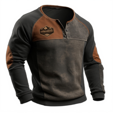 Men's Casual Retro Western Chic Style Stitching Printed Sweatshirt