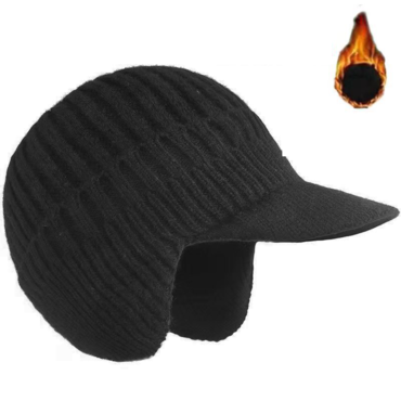 Men's Knitted Fleece Thickened Chic Warm Ear Protection Hat With Brim