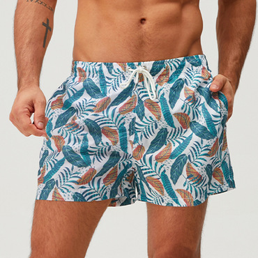 Men's Printed Outdoor Quick Chic Drying Drawstring Checkered Shorts