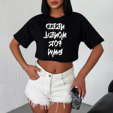 Casual Letter Printed Short Chic T-shirt