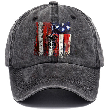 American Flag Route 66 Chic Jesus Cross Printed Baseball Cap Washed Cotton Hat