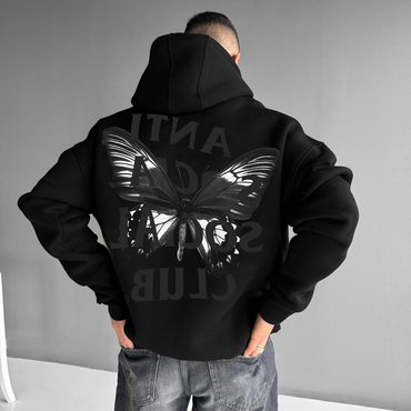 Men's Butterfly Lettering Oversized Chic Hoodie