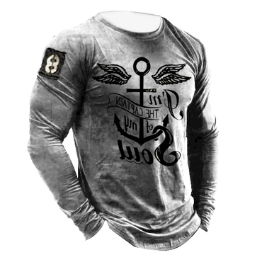 Men's Jesue Anchor Cross Chic Casual Long Sleeves T-shirts