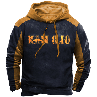 Old Man Men's Retro Chic Colorblock Casual Hooded Sweatshirt