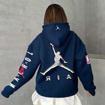 Basketball Print Relaxed Chic Hoodie