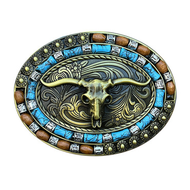 Men's Retro Western Cowboy Chic Zinc Alloy Cow Skull Belt Buckle