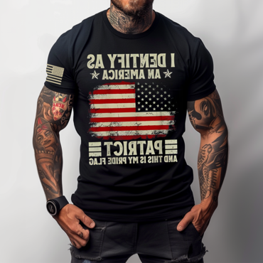 Men's Vintage I Identify Chic As An American Patriotic Print Daily Short Sleeve Crew Neck T-shirt