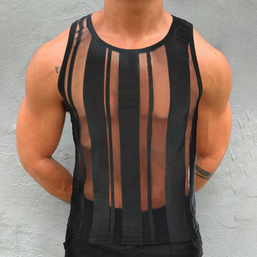 Men's Vertical Mesh See-through Chic Vest