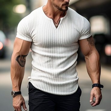 Men's Casual V-neck Short-sleeved Chic T-shirt