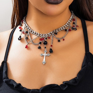 Halloween Cross Pendant Gothic Chic Necklace