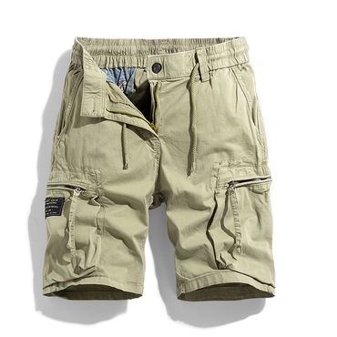 Men's Elastic Waist Chic Drawstring Pocket Micro-stretch Cotton Sports Cargo Shorts