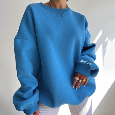 Women's Solid Color Oversized Chic Drop Shoulder Sweatshirt