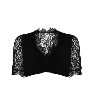 Women's German Munich Oktoberfest Chic Short Sleeved Black Top Lace Shirt