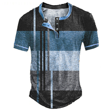 Men's Retro Stripe Printed Chic Casual Short Sleeve T-shirt