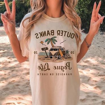 Summer Retro Surf Beach Chic Vacation Casual T-shirt