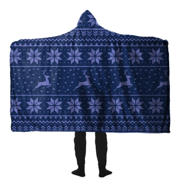 Snowflake Elk Printed Hooded Chic Blanket For Christmas Home Outdoor