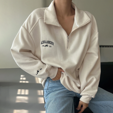 Women's Fashion Half Zip Chic Drop Shoulder Sweatshirt