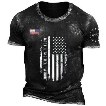 Men's American Flag 1776 Chic Patriotic Vintage Print T-shirt