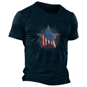 Men's Vintage American Flag Chic Patriot Printed T-shirt