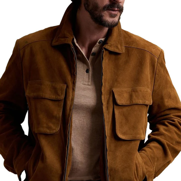 Men's Vintage Suede Chic Zipper Double Pocket Casual Jacket