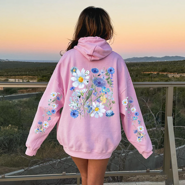 Wildflowers Flowers Boho Cottagecore Chic Floral Botanical Hoodie Sweatshirt