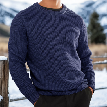 Men's Retro Western Style Chic Knitted Sweater Crew Neck Pullover