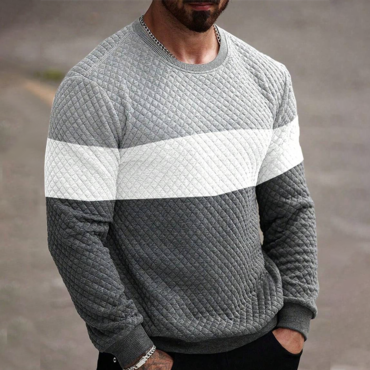 Men's Contrast Color Crew Neck Chic Casual Long Sleeve Sweatshirt