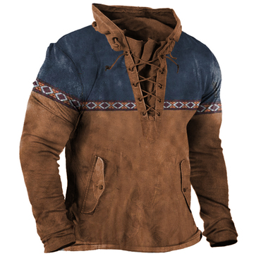 Men's Aztec Western Cowboy Chic Henley Shirt