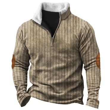 Men's Training Colorblock Lapel Chic Sweatshirt