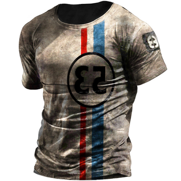 Mens Vintage Racing Stripes Chic Retro T-shirt