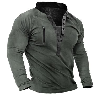 Men's Outdoor Tactical Print Chic Henley Shirt