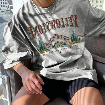 Men's Vintage Yellowstone Print Chic Oversized T-shirt