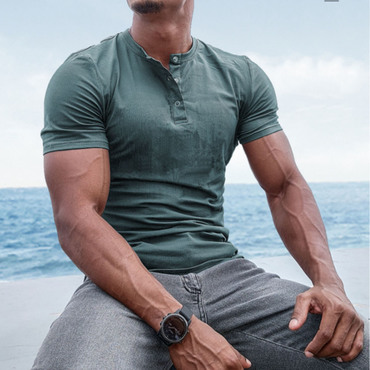 Men's Spring/summer Henley Stretch Chic Slim T-shirt