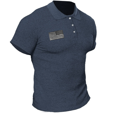 Men's Solid Knit Outdoor Chic Tactical Polo T-shirt