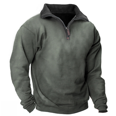 Men's Vintage Zip Half Chic Open Polo Sweatshirt