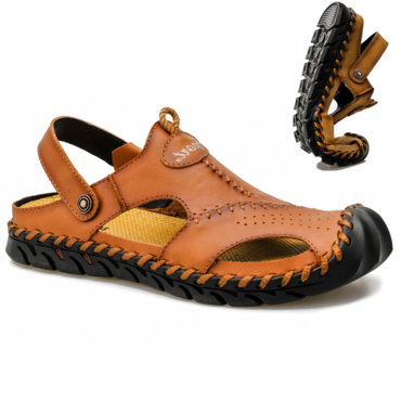 Men's Genuine Leather Two Chic Wear Wear-resistant Sandals And Slippers