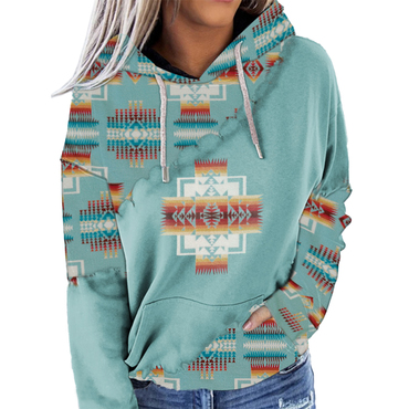 Women's Vintage Ethnic Print Chic Hooded Sweatshirt