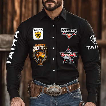 Men's Rodeo Shirts Western Chic Cowboy Outdoor Pbr Teams Snake Long Sleeved Black Shirts