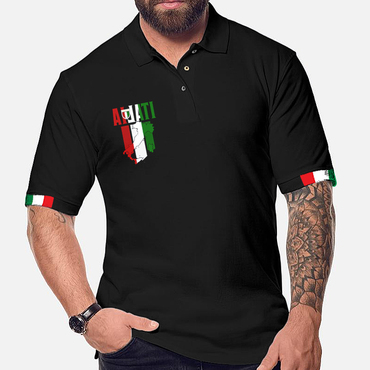 Italy National Flag Print Chic Polo T-shirt